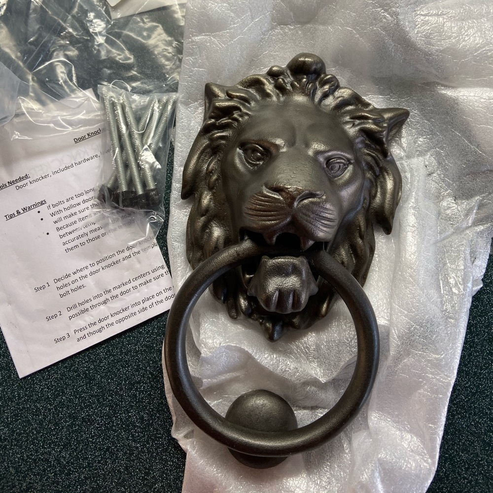 Signature Hardware Beeswax Iron Lion Door Knocker